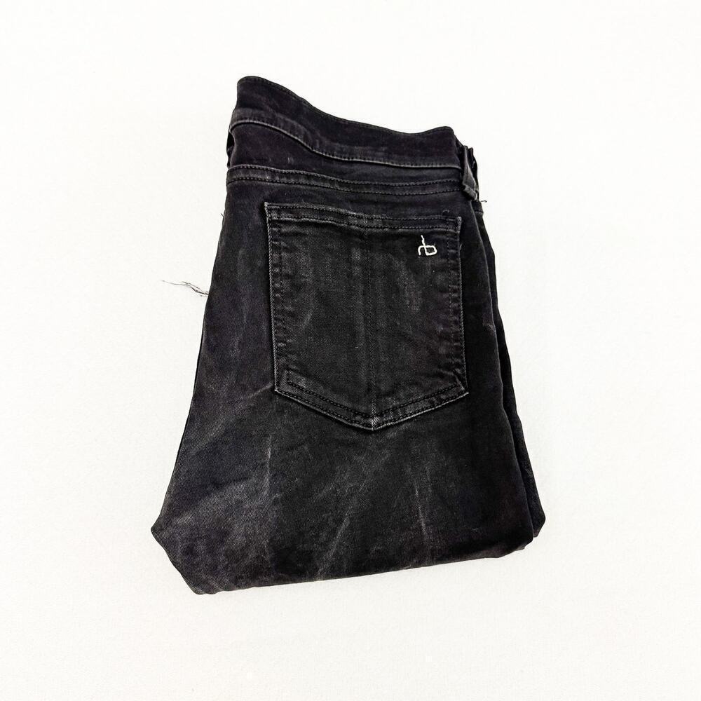 Rag & Bone Ankle Skinny Black Raw Hem Charcoal Denim Jeans Size 28